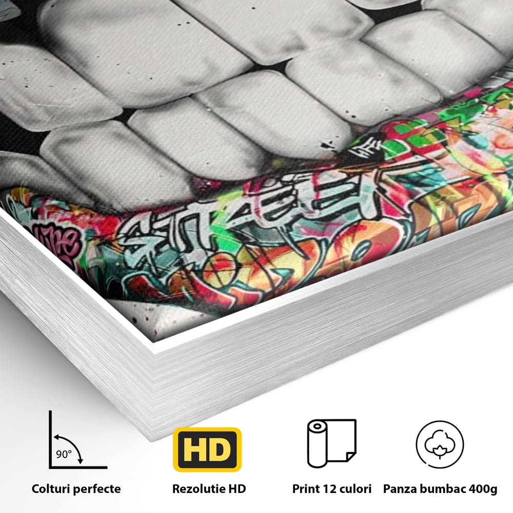 Tablou Canvas Premium LuxCanva® A1120, Lips Graffiti , Street Art, Buze, Colorat, Abstract, Culori Vibrante