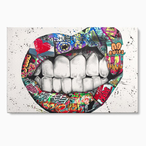 Tablou Canvas Premium LuxCanva® A1120, Lips Graffiti , Street Art, Buze, Colorat, Abstract, Culori Vibrante