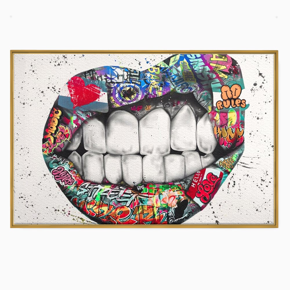 Tablou Canvas Premium LuxCanva® A1120, Lips Graffiti , Street Art, Buze, Colorat, Abstract, Culori Vibrante