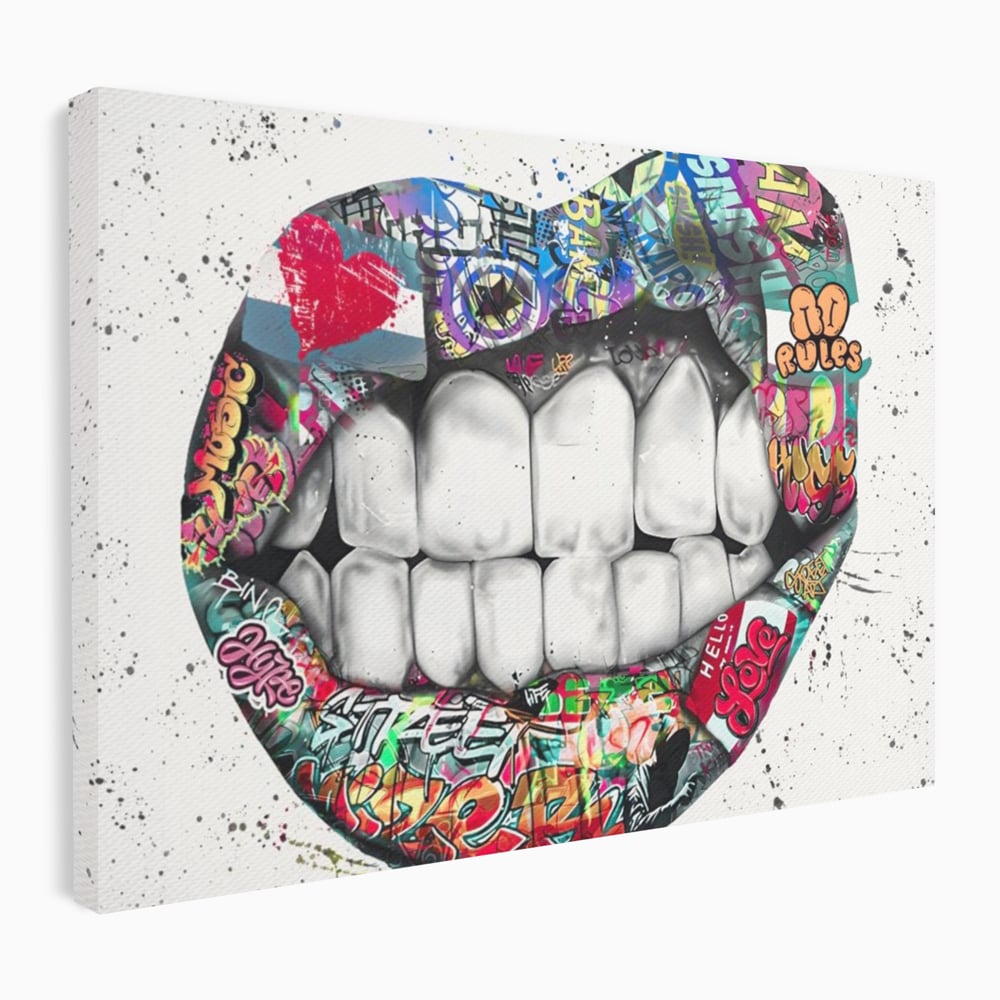 Tablou Canvas Premium LuxCanva® A1120, Lips Graffiti , Street Art, Buze, Colorat, Abstract, Culori Vibrante