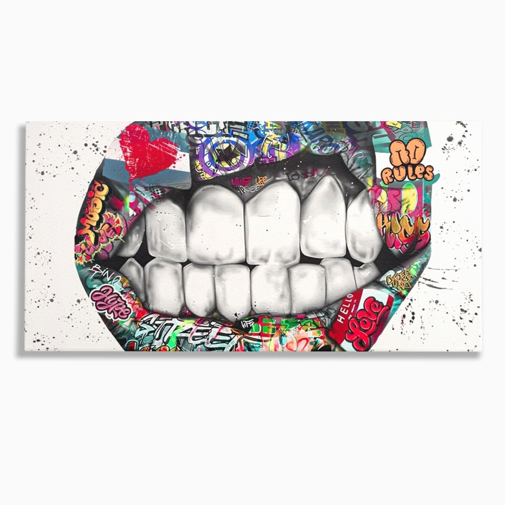 Tablou Canvas Premium LuxCanva® A1120, Lips Graffiti , Street Art, Buze, Colorat, Abstract, Culori Vibrante