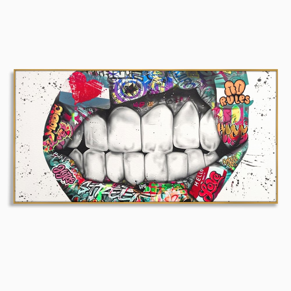 Tablou Canvas Premium LuxCanva® A1120, Lips Graffiti , Street Art, Buze, Colorat, Abstract, Culori Vibrante