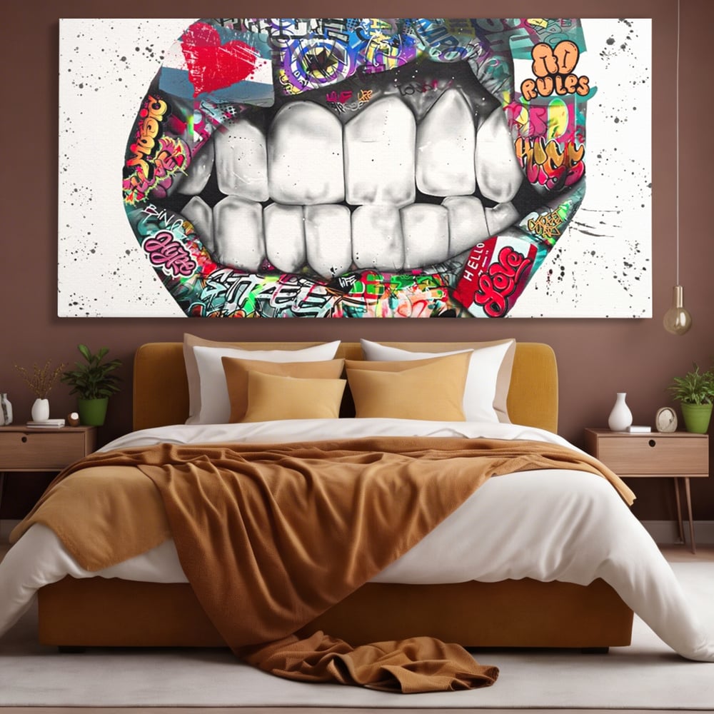 Tablou Canvas Premium LuxCanva® A1120, Lips Graffiti , Street Art, Buze, Colorat, Abstract, Culori Vibrante