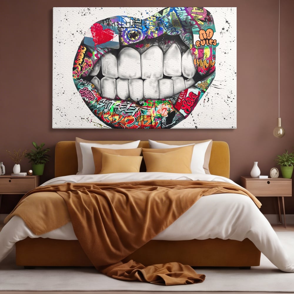 Tablou Canvas Premium LuxCanva® A1120, Lips Graffiti , Street Art, Buze, Colorat, Abstract, Culori Vibrante