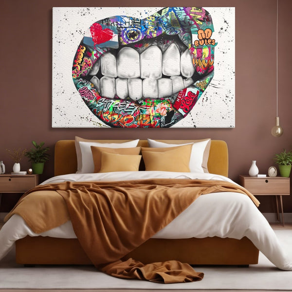 Tablou Canvas Premium LuxCanva® A1120, Lips Graffiti , Street Art, Buze, Colorat, Abstract, Culori Vibrante