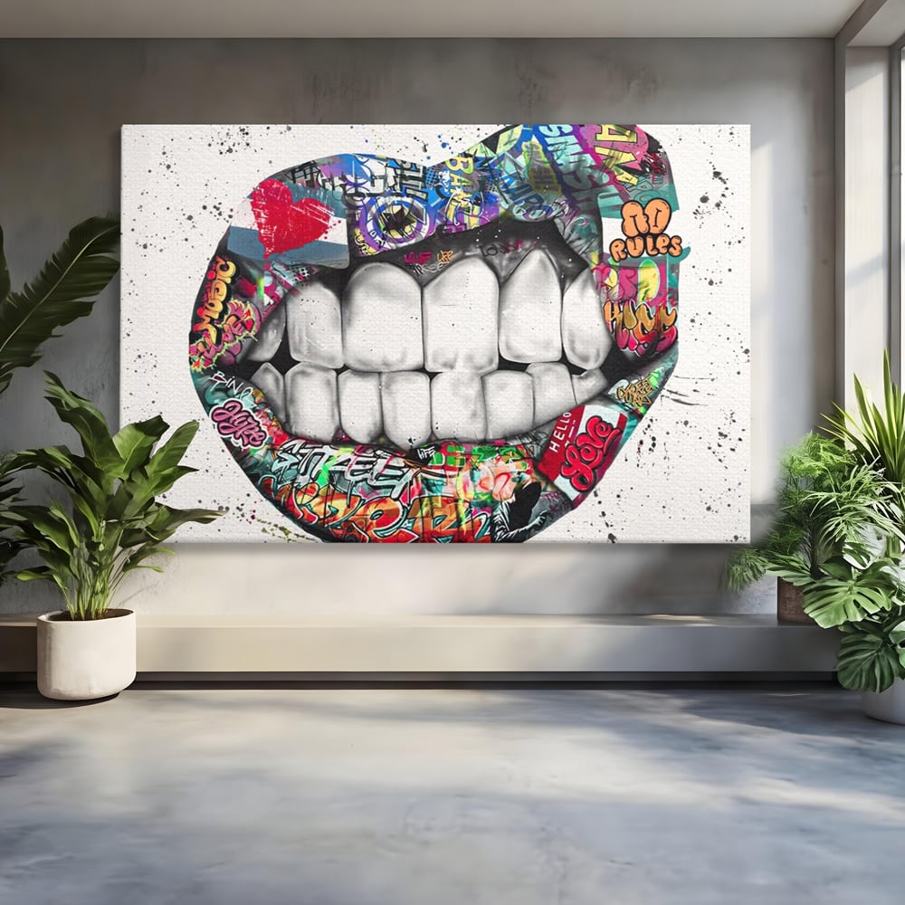 Tablou Canvas Premium LuxCanva® A1120, Lips Graffiti , Street Art, Buze, Colorat, Abstract, Culori Vibrante