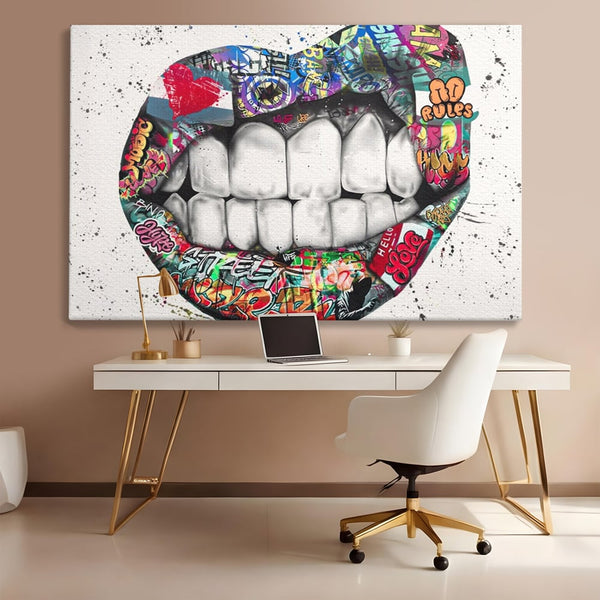 Tablou Canvas Premium LuxCanva® A1120, Lips Graffiti , Street Art, Buze, Colorat, Abstract, Culori Vibrante
