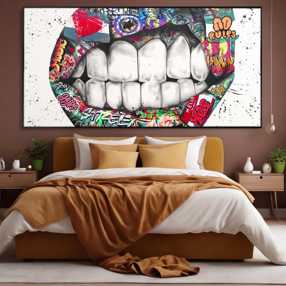 Tablou Canvas Premium LuxCanva® A1120, Lips Graffiti , Street Art, Buze, Colorat, Abstract, Culori Vibrante