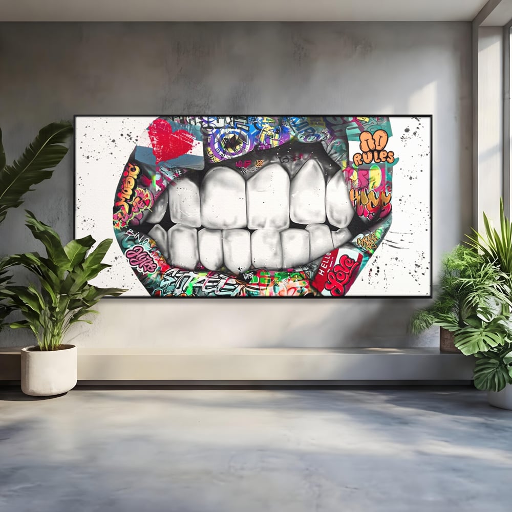 Tablou Canvas Premium LuxCanva® A1120, Lips Graffiti , Street Art, Buze, Colorat, Abstract, Culori Vibrante