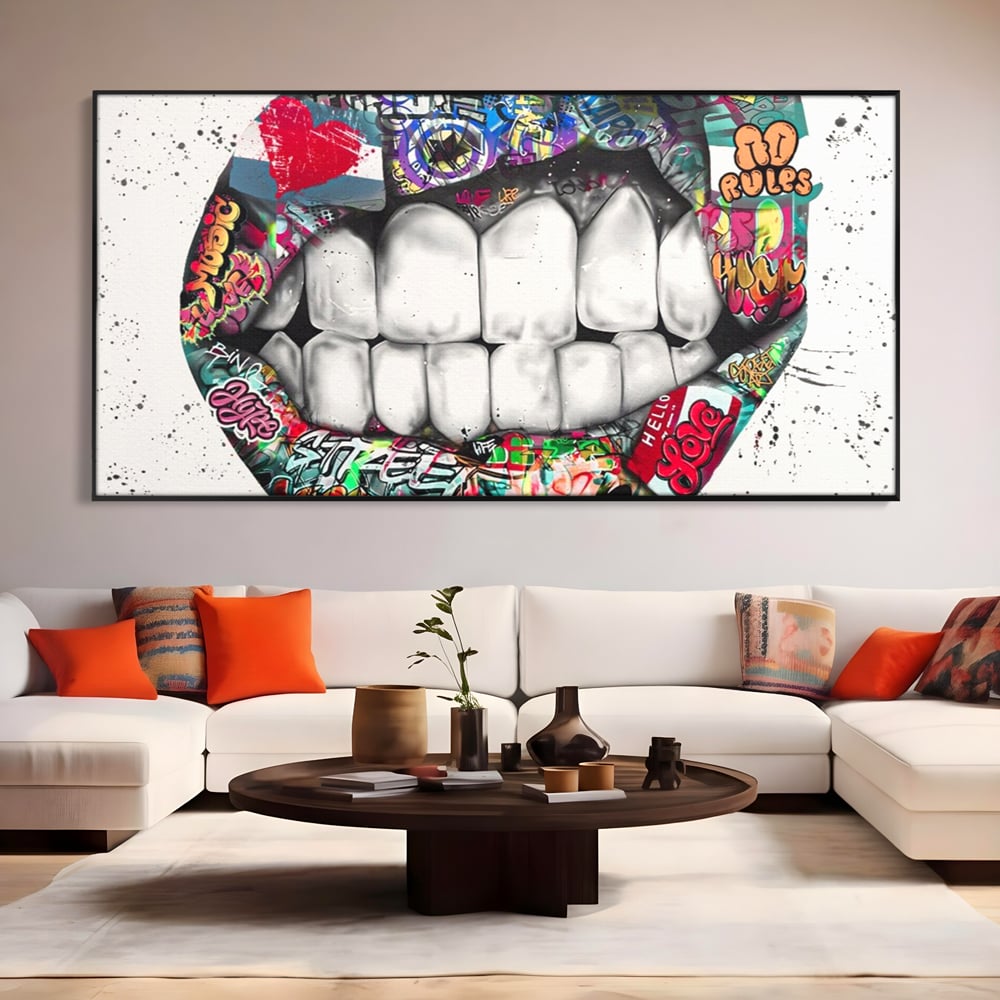 Tablou Canvas Premium LuxCanva® A1120, Lips Graffiti , Street Art, Buze, Colorat, Abstract, Culori Vibrante
