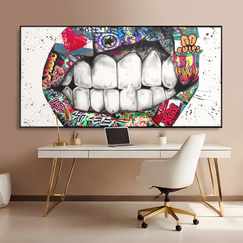 Tablou Canvas Premium LuxCanva® A1120, Lips Graffiti , Street Art, Buze, Colorat, Abstract, Culori Vibrante