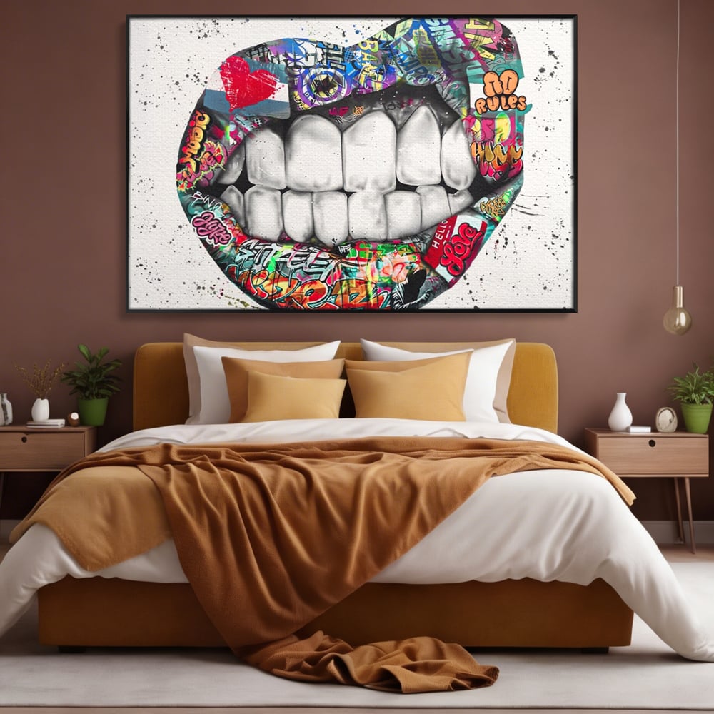 Tablou Canvas Premium LuxCanva® A1120, Lips Graffiti , Street Art, Buze, Colorat, Abstract, Culori Vibrante
