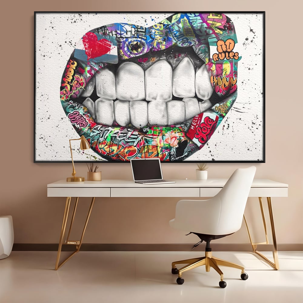 Tablou Canvas Premium LuxCanva® A1120, Lips Graffiti , Street Art, Buze, Colorat, Abstract, Culori Vibrante