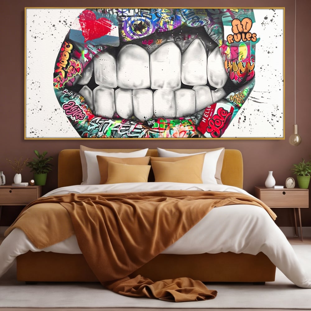 Tablou Canvas Premium LuxCanva® A1120, Lips Graffiti , Street Art, Buze, Colorat, Abstract, Culori Vibrante