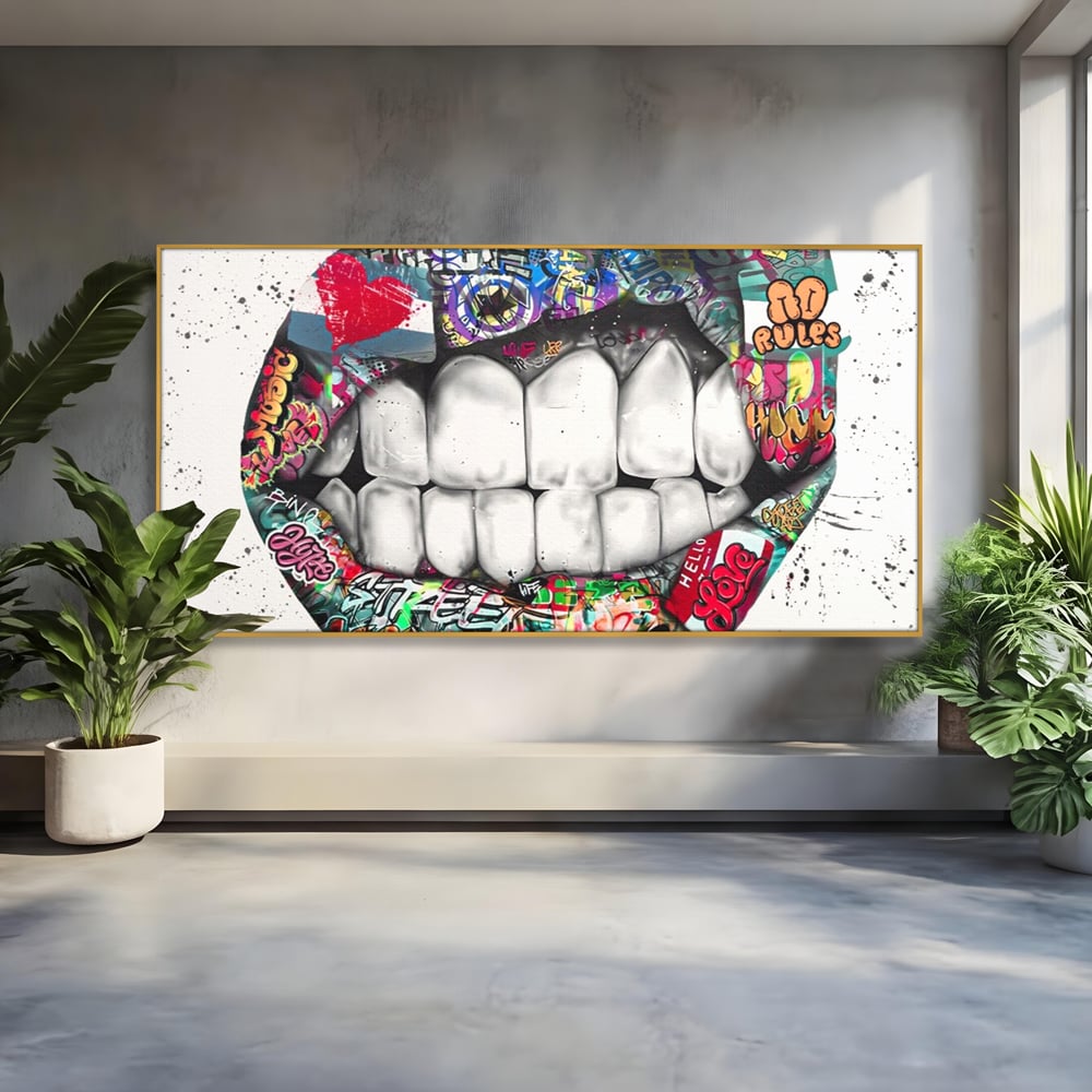 Tablou Canvas Premium LuxCanva® A1120, Lips Graffiti , Street Art, Buze, Colorat, Abstract, Culori Vibrante