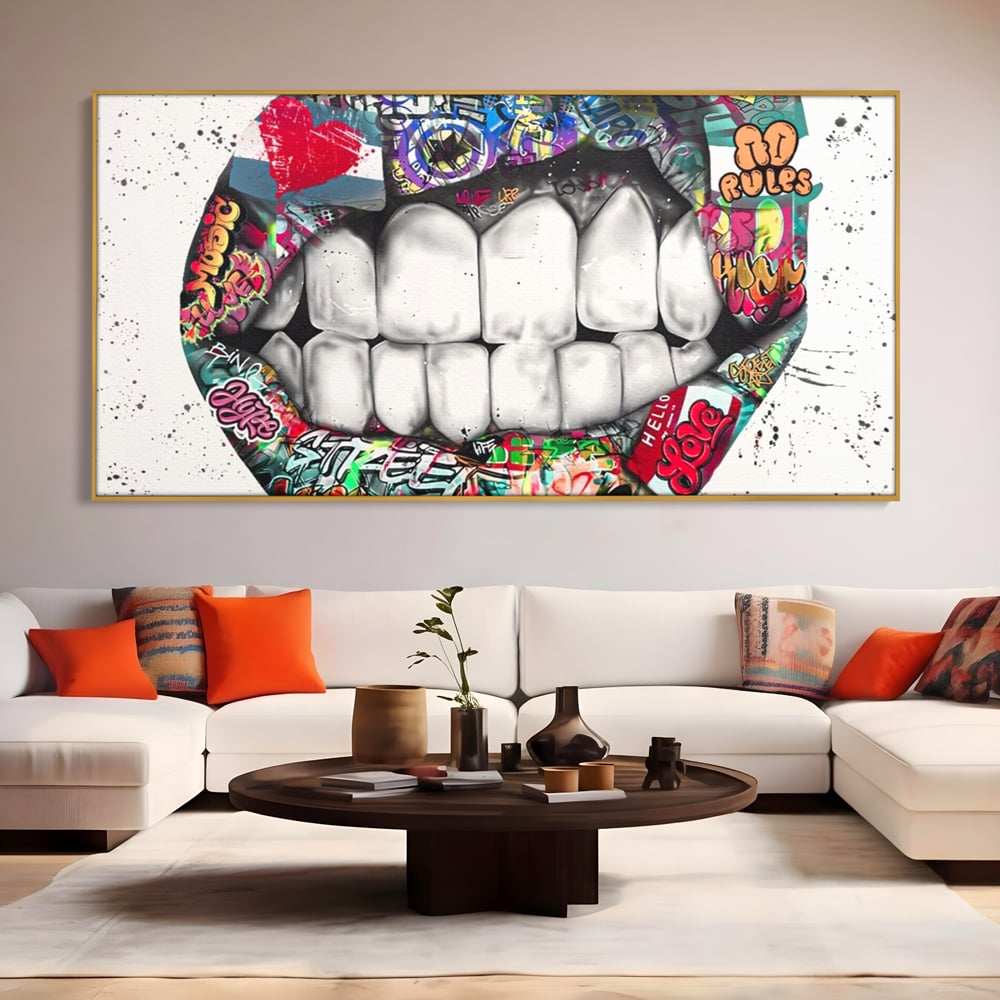 Tablou Canvas Premium LuxCanva® A1120, Lips Graffiti , Street Art, Buze, Colorat, Abstract, Culori Vibrante