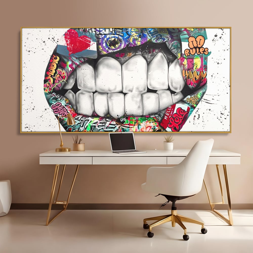 Tablou Canvas Premium LuxCanva® A1120, Lips Graffiti , Street Art, Buze, Colorat, Abstract, Culori Vibrante