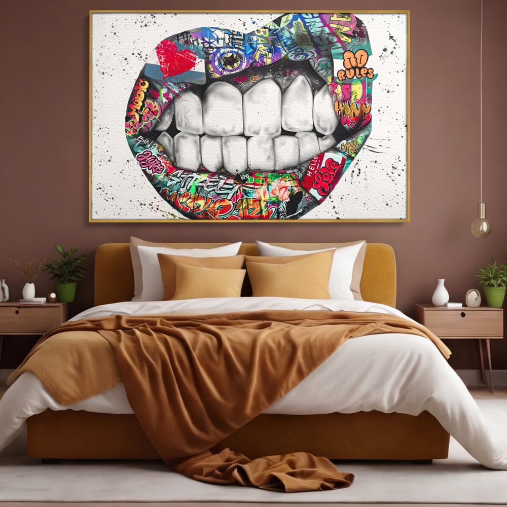 Tablou Canvas Premium LuxCanva® A1120, Lips Graffiti , Street Art, Buze, Colorat, Abstract, Culori Vibrante