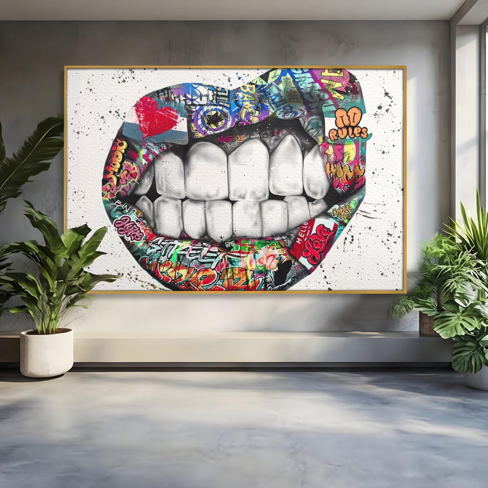 Tablou Canvas Premium LuxCanva® A1120, Lips Graffiti , Street Art, Buze, Colorat, Abstract, Culori Vibrante