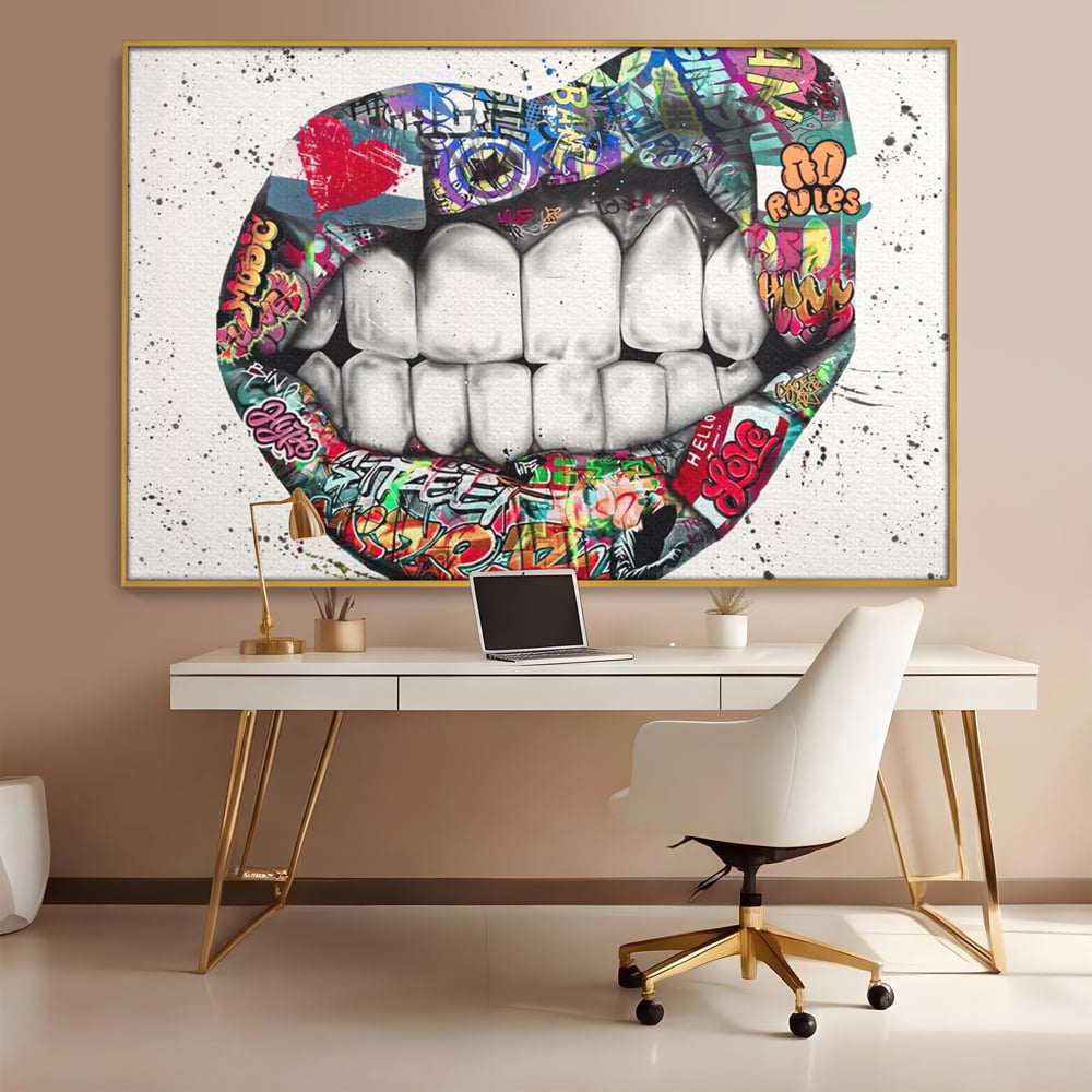 Tablou Canvas Premium LuxCanva® A1120, Lips Graffiti , Street Art, Buze, Colorat, Abstract, Culori Vibrante
