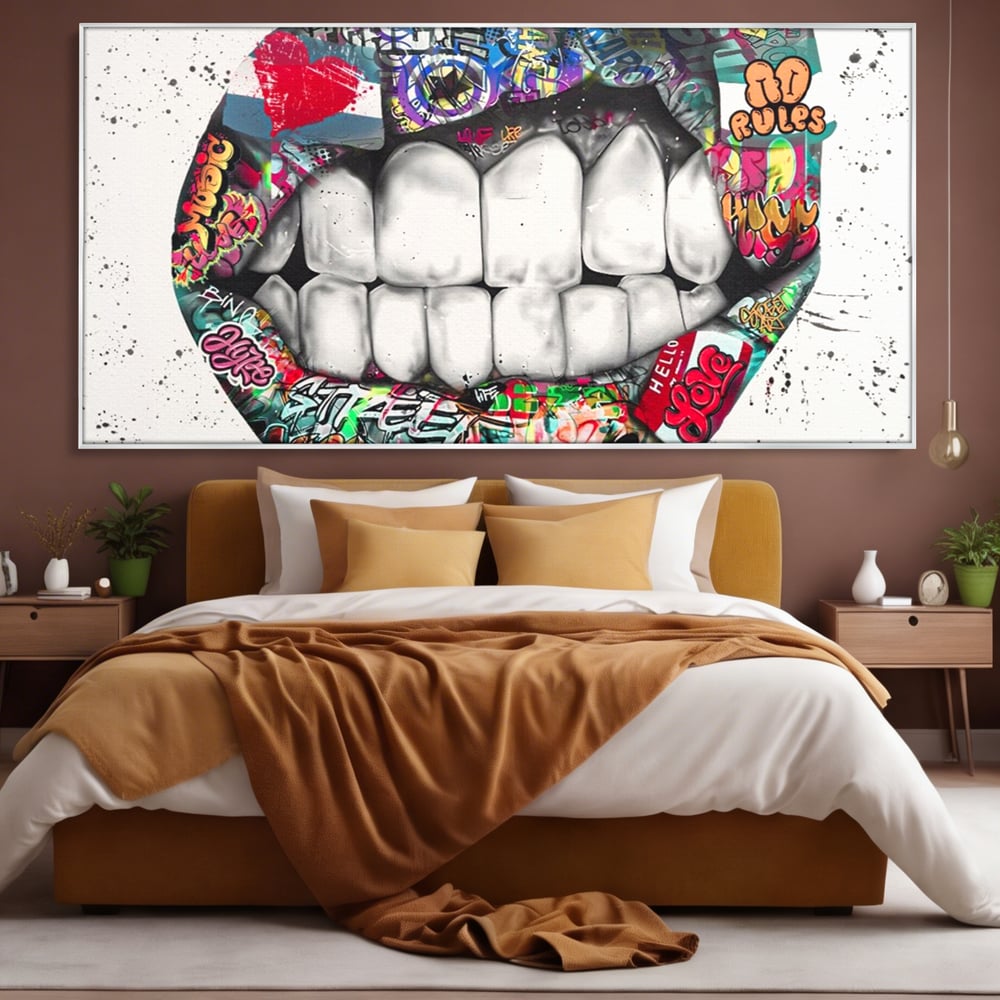 Tablou Canvas Premium LuxCanva® A1120, Lips Graffiti , Street Art, Buze, Colorat, Abstract, Culori Vibrante