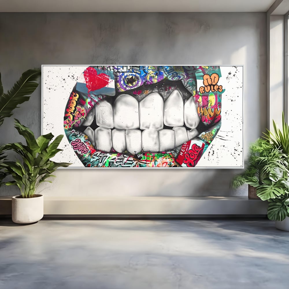 Tablou Canvas Premium LuxCanva® A1120, Lips Graffiti , Street Art, Buze, Colorat, Abstract, Culori Vibrante