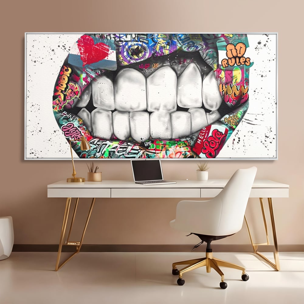 Tablou Canvas Premium LuxCanva® A1120, Lips Graffiti , Street Art, Buze, Colorat, Abstract, Culori Vibrante