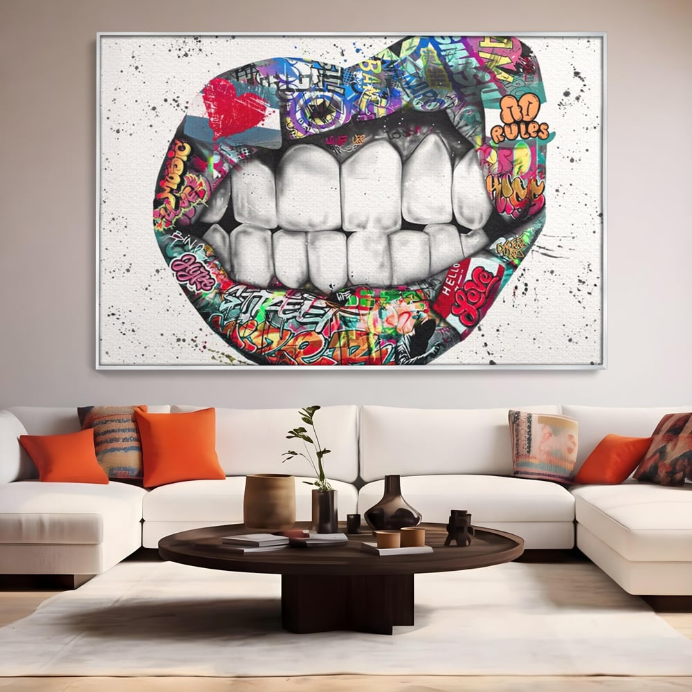 Tablou Canvas Premium LuxCanva® A1120, Lips Graffiti , Street Art, Buze, Colorat, Abstract, Culori Vibrante