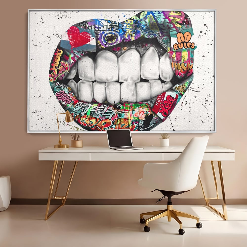 Tablou Canvas Premium LuxCanva® A1120, Lips Graffiti , Street Art, Buze, Colorat, Abstract, Culori Vibrante
