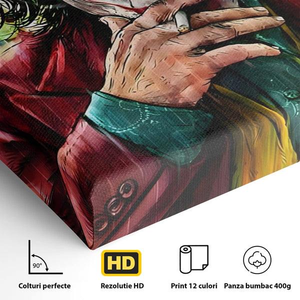 Tablou Canvas Premium LuxCanva® A1123, Joker , Film, Thriller, Ploaie, Culori Vibrante