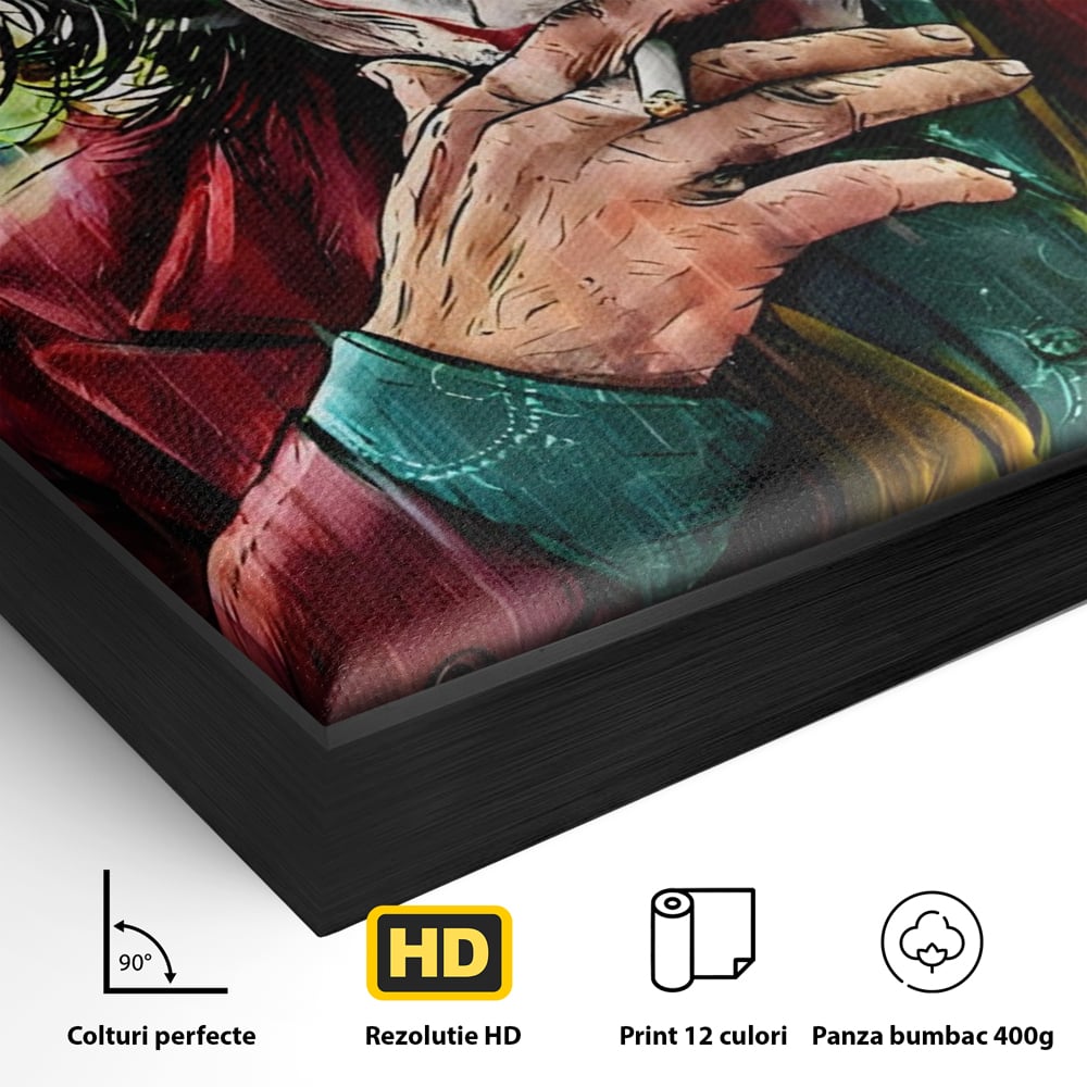 Tablou Canvas Premium LuxCanva® A1123, Joker , Film, Thriller, Ploaie, Culori Vibrante