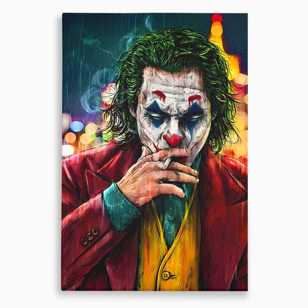 Tablou Canvas Premium LuxCanva® A1123, Joker , Film, Thriller, Ploaie, Culori Vibrante