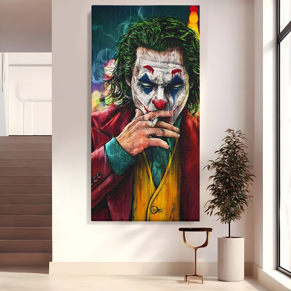 Tablou Canvas Premium LuxCanva® A1123, Joker , Film, Thriller, Ploaie, Culori Vibrante
