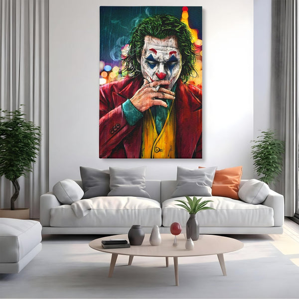Tablou Canvas Premium LuxCanva® A1123, Joker , Film, Thriller, Ploaie, Culori Vibrante