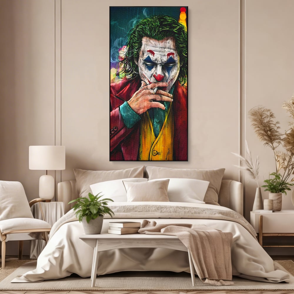 Tablou Canvas Premium LuxCanva® A1123, Joker , Film, Thriller, Ploaie, Culori Vibrante