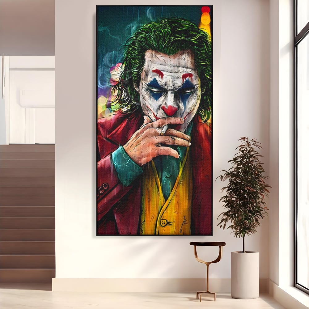 Tablou Canvas Premium LuxCanva® A1123, Joker , Film, Thriller, Ploaie, Culori Vibrante