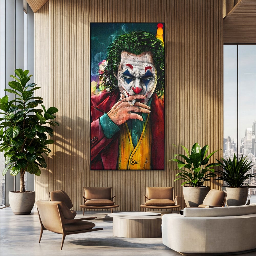 Tablou Canvas Premium LuxCanva® A1123, Joker , Film, Thriller, Ploaie, Culori Vibrante