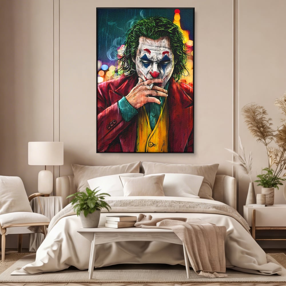 Tablou Canvas Premium LuxCanva® A1123, Joker , Film, Thriller, Ploaie, Culori Vibrante