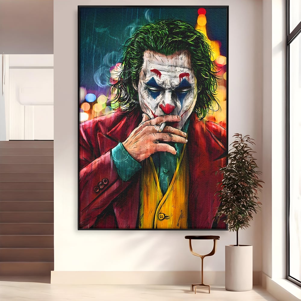 Tablou Canvas Premium LuxCanva® A1123, Joker , Film, Thriller, Ploaie, Culori Vibrante