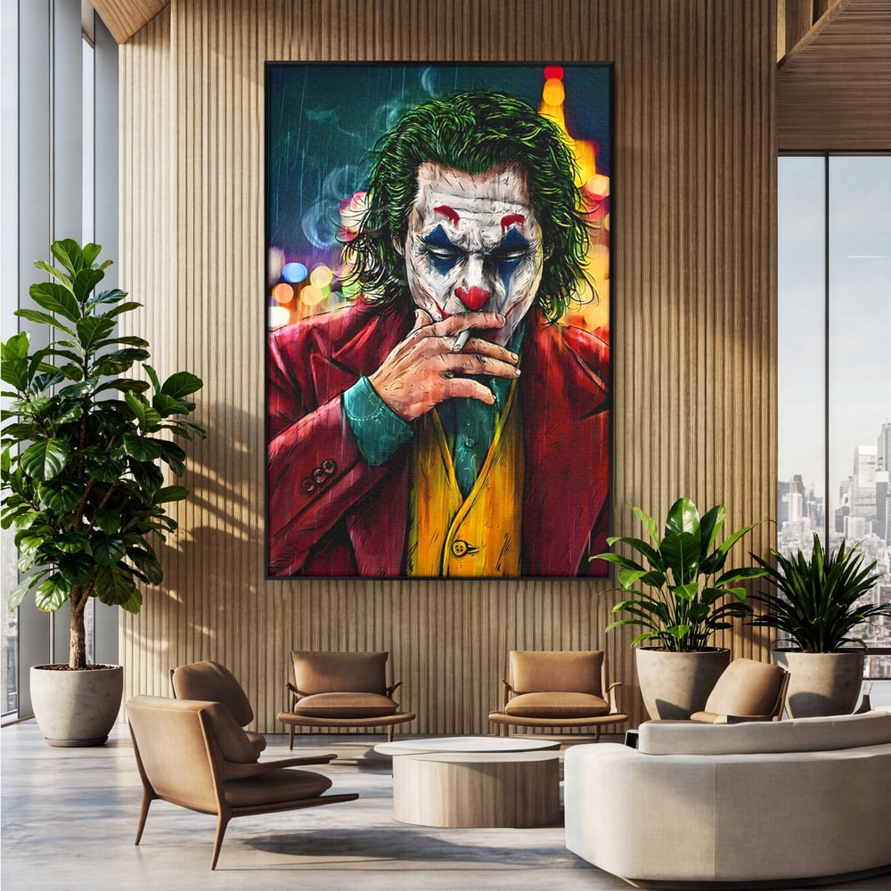 Tablou Canvas Premium LuxCanva® A1123, Joker , Film, Thriller, Ploaie, Culori Vibrante