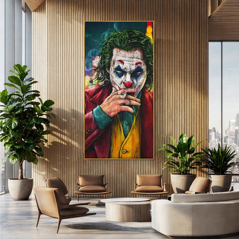 Tablou Canvas Premium LuxCanva® A1123, Joker , Film, Thriller, Ploaie, Culori Vibrante