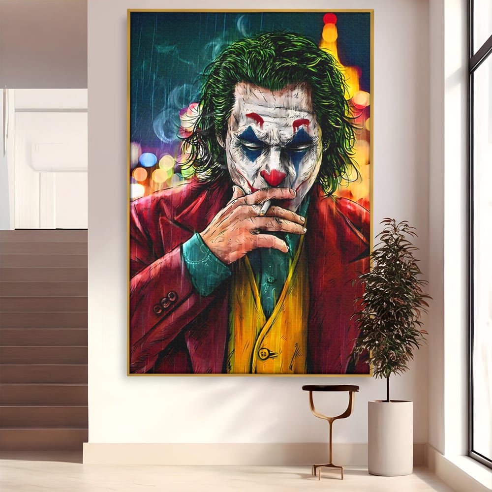 Tablou Canvas Premium LuxCanva® A1123, Joker , Film, Thriller, Ploaie, Culori Vibrante