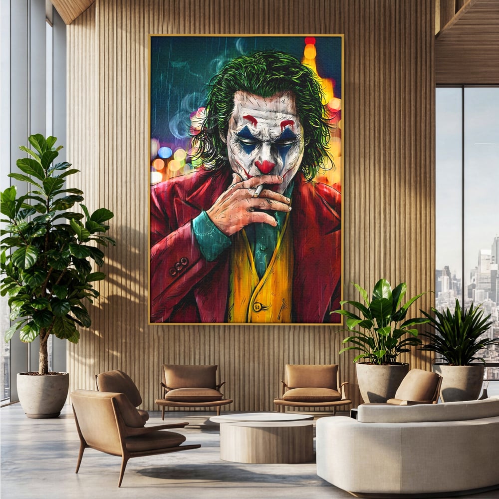 Tablou Canvas Premium LuxCanva® A1123, Joker , Film, Thriller, Ploaie, Culori Vibrante