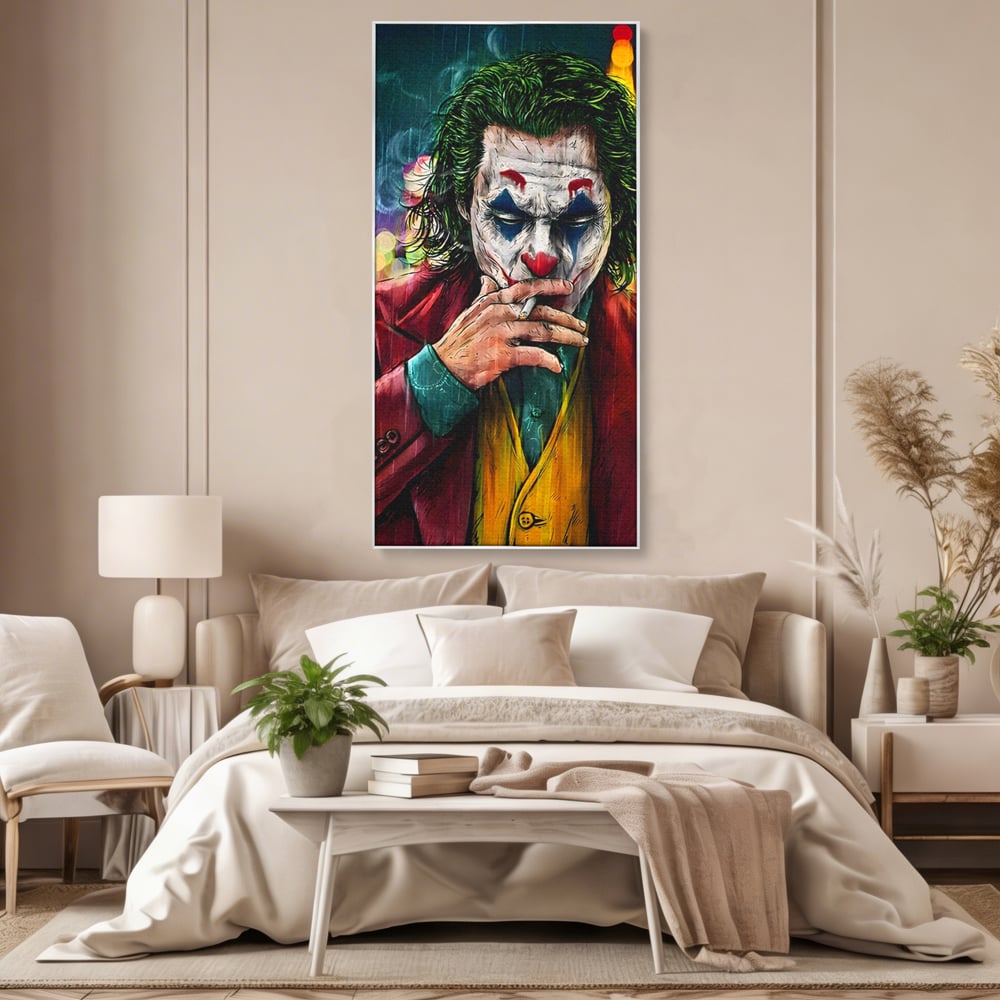 Tablou Canvas Premium LuxCanva® A1123, Joker , Film, Thriller, Ploaie, Culori Vibrante