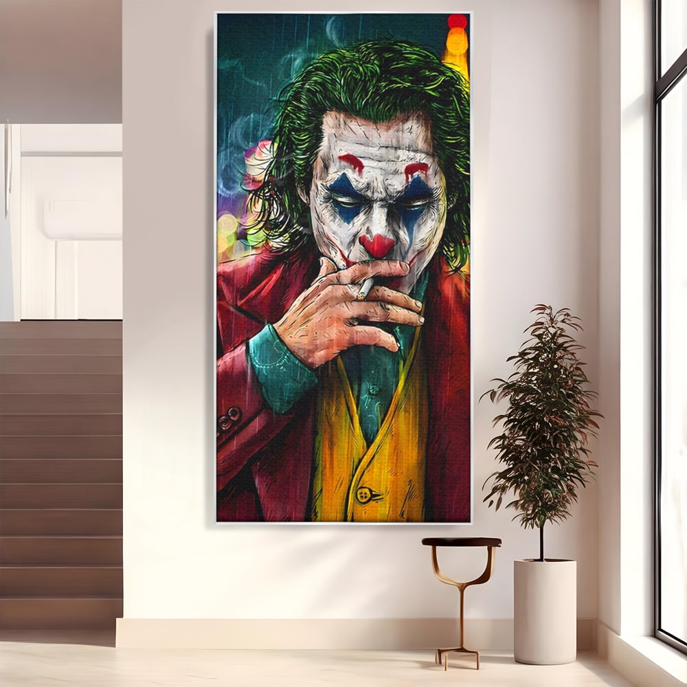 Tablou Canvas Premium LuxCanva® A1123, Joker , Film, Thriller, Ploaie, Culori Vibrante