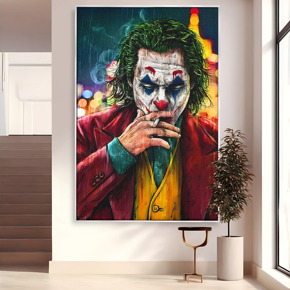 Tablou Canvas Premium LuxCanva® A1123, Joker , Film, Thriller, Ploaie, Culori Vibrante