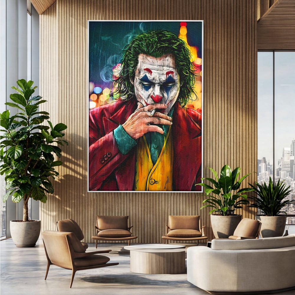 Tablou Canvas Premium LuxCanva® A1123, Joker , Film, Thriller, Ploaie, Culori Vibrante