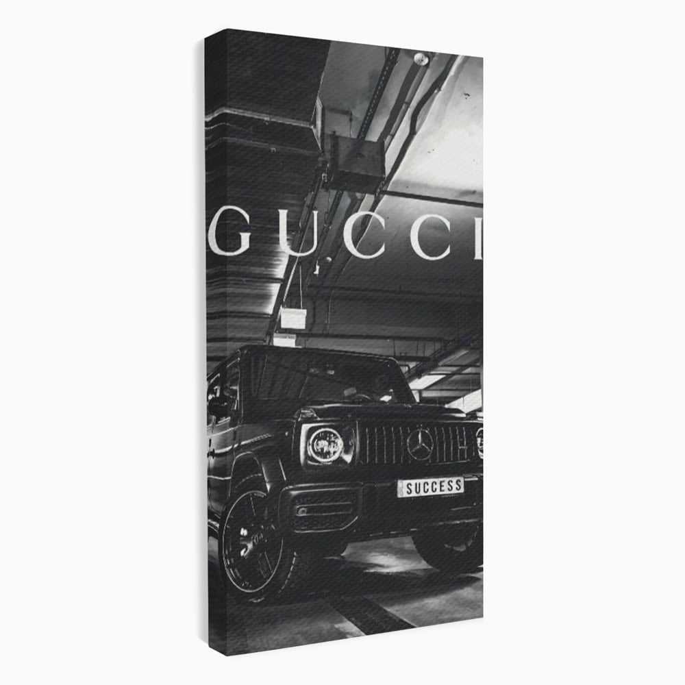 Tablou Canvas Premium, LuxCanva® A1124, Gucci , Mercedes, Succes, Alb, Negru