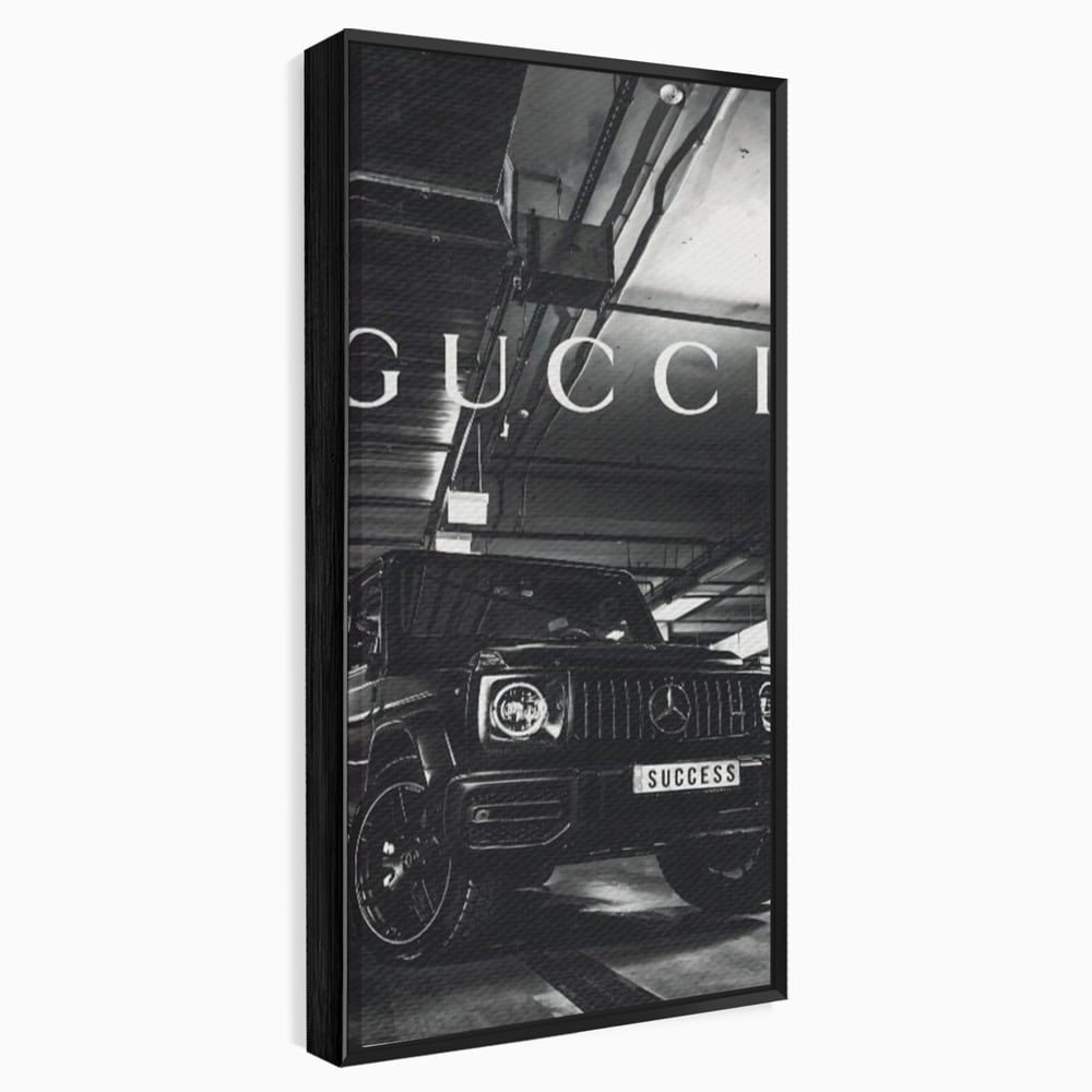 Tablou Canvas Premium, LuxCanva® A1124, Gucci , Mercedes, Succes, Alb, Negru