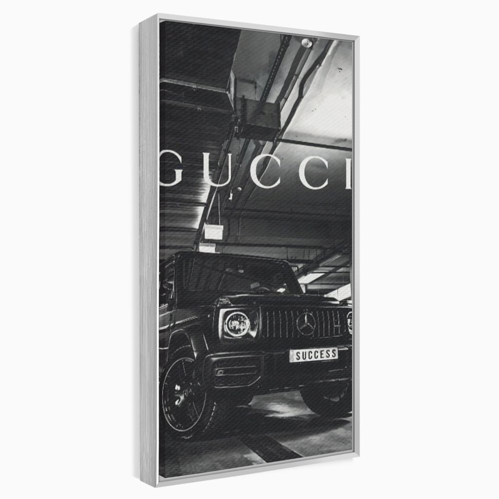 Tablou Canvas Premium, LuxCanva® A1124, Gucci , Mercedes, Succes, Alb, Negru